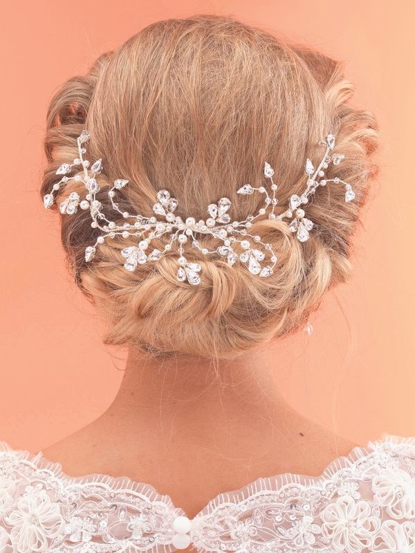 Vintage Roses Lace Ivory Bridal Hair Vine Comb Pearls & Diamanté 