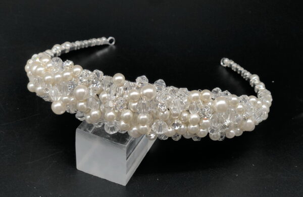 AR810 - Dream Pearl Cluster & Crystal Tiara (Available in 2 sizes) - Image 3