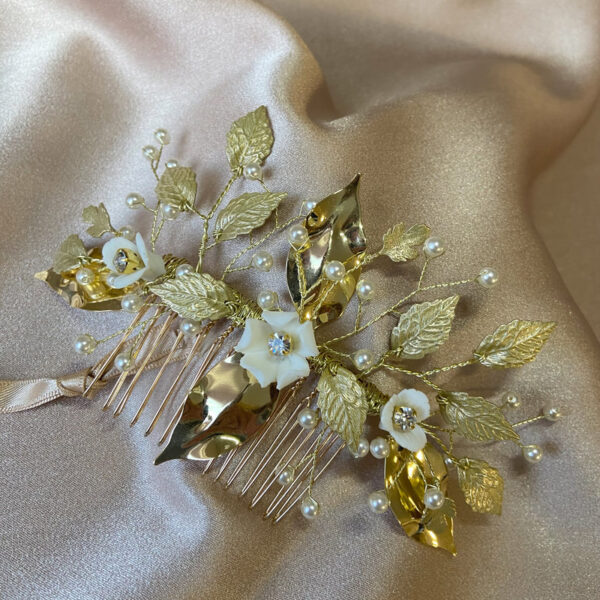 AR814 - Autumn Porcelain Flower & Leaf Comb